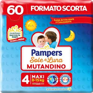 Pampers Sole e Luna Pannolino a Mutandino Maxi, Taglia 4 (8-15 kg), 60 Pannolini