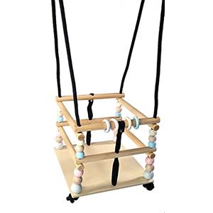 HESS SINCE 1990 Hess Dondolo in legno con pioli, perline colorate e anelli, serie Nature per bambini dai 12 mesi su, un divertimento senza spensierato casa, giardino terrazza