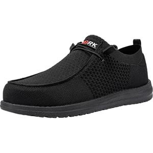 LARNMERN Scarpe Antinfortunistiche Uomo Leggere Comodo Scarpe Antinfortunistica Punta in Acciaio Scarpe da Lavoro Slip On Traspiranti(41.5 EU, Nero)