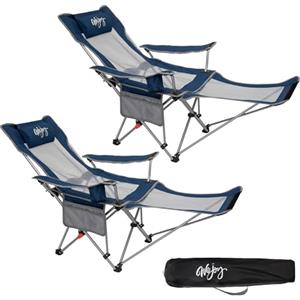 #WEJOY sedia da campeggio pieghevole 2 in 1, con schienale e poggiapiedi regolabili, poltrona relax con supporto per bevande