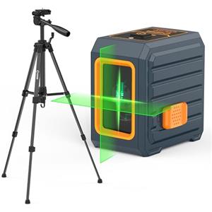 CIGMAN Livella Laser con Treppiede, Livella Laser Autolivellante Raggio Verde Laser Orizzontale e Verticale Linee Incrociate per la Decorazione Domestica Custodia per il Trasporto(Batteria Inclusa)