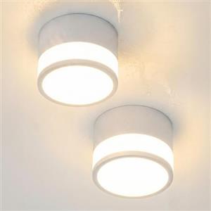 Temgin Faretti LED Bianchi Soffitto Rotondo Cubo Faretto Cucina per Interni Senza Forare, 12W IP65 Plafoniera Bagno Corridoio Cilindro Bianco Caldo Esterno IRC82 Non da Incasso Ø10cm Alluminio 2 Pezzi