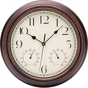 ACCSHINE ACCHINE Orologio da Parete Vintage, 30CM Orologio da Parete Grande con Termometro e Igrometro Silenzioso Orologio da Muro Particolare, Decorazione da Parete per Casa Ufficio Cucina Soggiorno Camera
