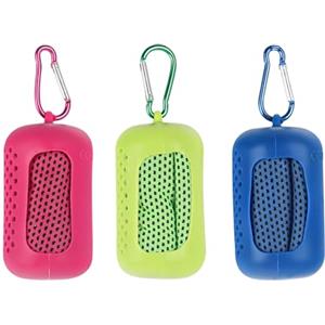 TIVUNORON Asciugamano Raffreddamento Asciugatura Rapida, 3Pcs Cooling Towel con Custodia in Silicone, Ice Freddo Ghiaccio Asciugamano per Uomo e Donna, 30x90cm (A)