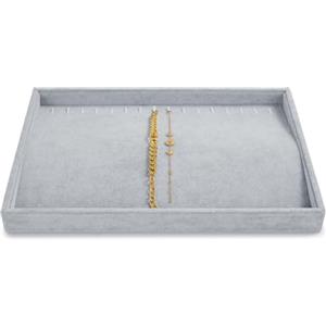 Papten vassoio impilabile in velluto per gioielli, cassetto portagioie, espositore per catene di collane (grigio)