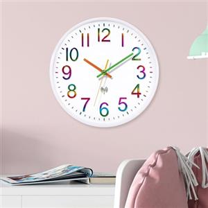 ACCSHINE Orologio da parete radiocontrollato, silenzioso, 30 cm, funzionamento a batteria al quarzo, facile da leggere, per stanze, casa, cucina, camera da letto, ufficio, scuola (Bianco + Colore)