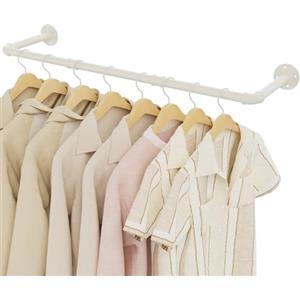 YheenLf Barra Appendiabiti da Parete, Attaccapanni da Muro per Tubo Industriale 100cm, Cabina Armadio in Metallo Resistente per Spazio Stretto, Bianco, 1-Pack