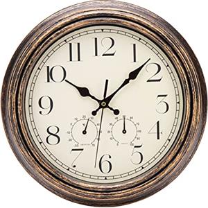 ACCSHINE ACCHINE 30CM Orologio da Parete Vintage, Orologio da Parete Grande con Termometro e Igrometro Silenzioso Orologio da Muro Particolare, Decorazione da Parete per Casa Ufficio Cucina Soggiorno Camera