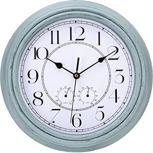 ACCSHINE ACCHINE Orologio da Parete Vintage, 30CM Orologio da Parete Grande con Termometro e Igrometro Silenzioso Particolare Orologio da Muro, Decorazione da Parete per Casa Ufficio Cucina Soggiorno Camera