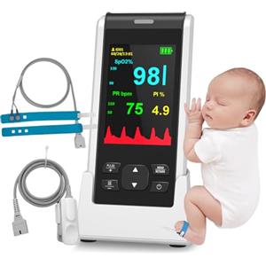 HOLFENRY Saturimetro Bambini Pediatrico Professionale Certificato, HOLFENRY Saturimetro Da Dito Bluetooth con App, Monitor Della Saturazione di Misuratore Ossigeno Da Dito per Neonati 0-3, Bambini, Anziani