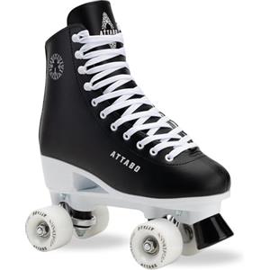 ATTABO Serena, pattini a rotelle da donna in pelle ecologica, cuscinetti ABEC-3, telaio in PP e pattina in alluminio, 54 × 32 mm, ruote PU 82A, freno in TPU, allacciatura classica, sicuri ed eleganti