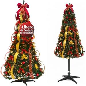 Avilia - Albero di Natale Richiudibile Pop-up 150 cm con 100 Luci LED Calde Integrate, Design Slim Salvaspazio, Montaggio Rapido e Facile da Riporre, Ideale per Decorazioni Natalizie Eleganti