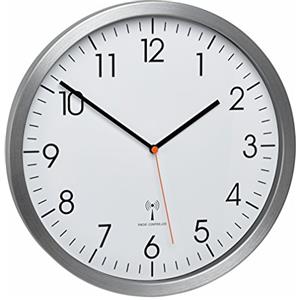 TFA Dostmann - Alluminio Radio Orologio da Parete con Un Orologio di Sweep Silenzioso Gatto 60.3527.55