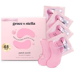 grace & stella Patch Occhi Premiati (48 Paia, Rosa) - Riduce Occhiaie, Gonfiori, Borse e Rughe - Patch Occhiaie e Borse in Gel - Maschera Occhi Vegan - Eye Patch by grace & stella