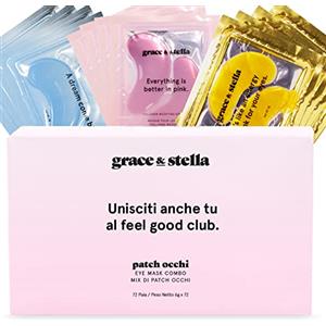 grace & stella Patch Occhi (72 Paia, Oro, Rosa, Blu) - Riduce Gonfiori e Rughe - Maschera Occhi in Gel Vegan, Non Testata Sugli Animali - Eye Patch by grace&stella
