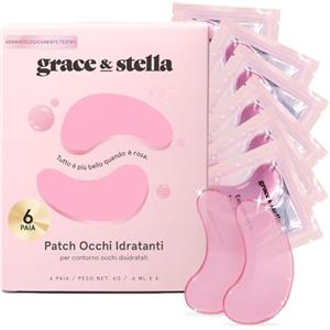grace & stella Patch Occhi Premiati (6 Paia, Rosa) - Maschera Occhiaie e Borse Naturale - Riduce Gonfiori e Rughe - Maschera Occhi in Gel Vegan - Eye Patch by grace&stella