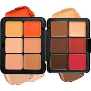 Beauty Searcher Tavolozza di correttore e fard, 12 colori, a lunga durata, a prova di macchie, dall'aspetto naturale, sfocato, 2 in 1 palette di trucco viso con correttore e fard opaco in crema (#03)