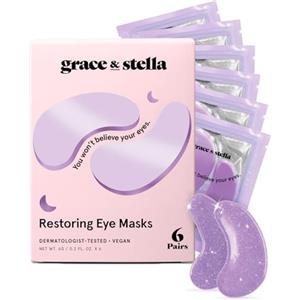 grace & stella Patch Occhi (6 Paia, Viola) - Maschera Occhiaie e Borse con Retinolo - Riduce Gonfiori e Rughe - Maschera Occhi in Gel Vegan, Non Testata Sugli Animali - Eye Patch by grace&stella