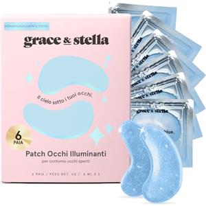 grace & stella Patch Occhi Premiati (6 Paia, Blu) - Maschera Occhiaie e Borse Naturale - Riduce Gonfiori e Rughe - Maschera Occhi in Gel Vegan, Non Testata Sugli Animali - Eye Patch by grace&stella