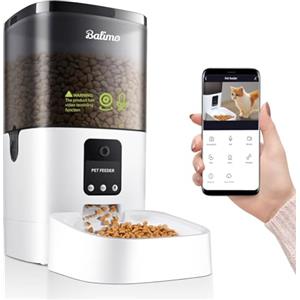 Balimo Distributore Automatico Cibo Gatti con Telecamera 1080P, 2.4G WiFi Dispenser Crocchette Gatto, 4L Distributore Automatico Cibo Cani con APP Video Audio Visione, Da 1 a 8 pasti al giorno