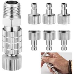 gvivej Attacco Rapido Dell'aerografo, 7 pezzi Attacco Rapido per Aerografo, kit Adattatore per Disconnessione Attacco Rapido Aerografo, 1/8 Pollici Connettori Femmina e Adattatori Maschi Accessori