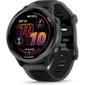 Garmin® Forerunner® 570, 47 mm, smartwatch GPS avanzato per corsa e triathlon, display AMOLED, funzioni di allenamento e recupero, alluminio grigio ardesia con cinturino nero traslucido