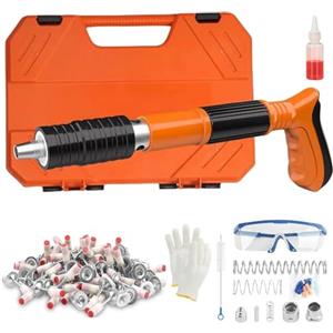 Generico Pistola Manuale Sparachiodi con 110 Chiodi Tondi Pistola per Unghie Sparachiodi Portatile Nail Gun Silenziatore Regolabile Pistola Per Chiodi In Acciaio Pistola Per Chiodi Pistola