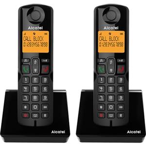 ALCATEL S280 Duo - Telefono Fisso Cordless DECT - Design Compatto - Grande Display Retroilluminato - Vivavoce - Funzione Blocco Chiamate - Rubrica da 50 Contatti - 2 Portatili - Nero