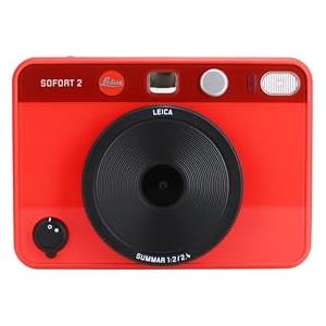 Leica Sofort 2 - Fotocamera digitale e istantanea con display LCD, due scatti, 10 effetti obiettivo e supporto app Leica FOTOS (rosso)