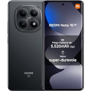 XIAOMI Redmi Note 15 5G, Smartphone 6+128GB, Design ultrasottile, Resistenza IP65, Fotocamera super nitida da 108 MP, Display FHD+ da 6,77", Nero, Garanzia 2 anni, Caricatore non incluso