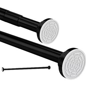 HIKENRI Asta telescopica Siler 50-130 cm, asta per tenda da doccia, senza foratura, in acciaio inox, regolabile, presa sicura per doccia e vasca da 50-130 cm, colore nero