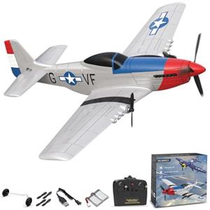 volantexrc P51D Mustang 3 Canali AereoRadiocomandato RTF con 2 Batterie 3CH RC Plane RTF RC Giocattolo aliante per Principianti, Bambini, Adulti