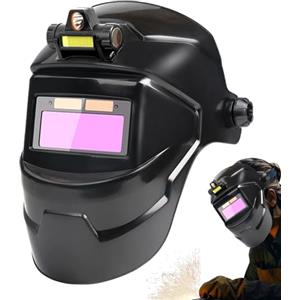 LearnLyrics Casco Per Saldatura A Oscuramento Automatico - Lente A Energia Solare, Finestra Di Visualizzazione Regolabile, Casco Di Protezione Leggero, Maschera Industriale Durevole | Cappuccio Di Saldatura A
