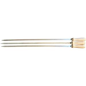 GREGORIOSTORE Spiedi per barbecue in acciaio inossidabile lunghi 74 cm con manico in legno per carne pesce verdure (3)