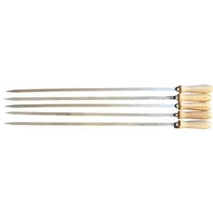 GREGORIOSTORE Spiedi per barbecue in acciaio inossidabile lunghi 74 cm con manico in legno per carne pesce verdure (5)