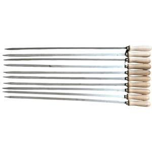 GREGORIOSTORE Spiedi per barbecue in acciaio inossidabile lunghi 74 cm con manico in legno per carne pesce verdure (10)