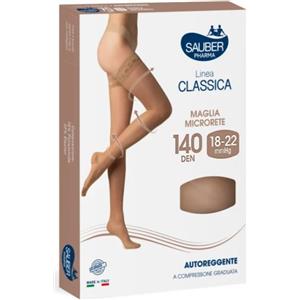 DESA PHARMA Srl Sauber Linea Classica Calza Autoreggente 140 Denari Nero Taglia 2 - Comfort e Compressione Graduata
