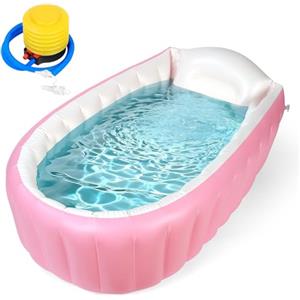 AUYAO Vasca da Bagno Portatile per Bambino, Bagnetto Gonfiabile, Antiscivolo Gonfiabile Vasca da Bagno da Bambini e Neonati, con Pompa, Portatile Vaschetta Bagnetto Neonato per Viaggio
