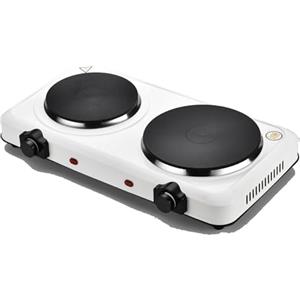 Megashopitalia Fornello Elettrico Portatile Piastra Singola o Doppia Piastra in Ghisa Antiaderente (2 Fuochi)