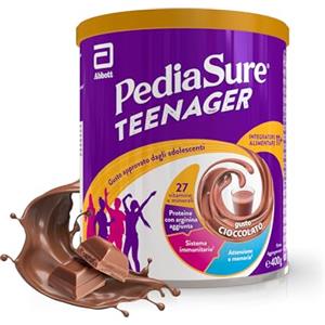 PediaSure Teenager, Integratore per Adolescenti Multivitaminico con Vitamine, Minerali, Proteine, per Difese Immunitarie, Sviluppo Ossa, Attenzione e Memoria, Benessere Della Pelle, 400 g, Cioccolato