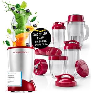 GOURMETmaxx Mr. Magic Power Pro Mixer da 400 Watt | Smoothie Maker con coperchio to go | Frullatore con recipiente per frullati e coperchio salvafreschezza da conservare | Frullatore con set di