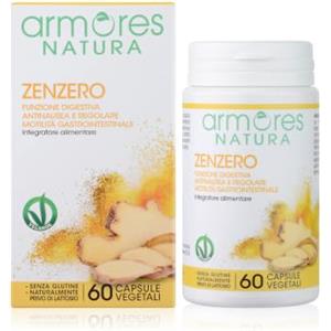 Armores Natura Integratori Alimentari, Zenzero, Integratore per la Funzione Digestiva, Antinausea e per la Regolare Motilità Gastrointestinale, a Base di Radice di Zenzero, Vegano, 60 Capsule Vegetali