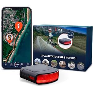 PAJ GPS PAJ Tracker Fanale Posteriore - Localizzatore GPS 4G, Bici ed E-bike, Tracciamento Tempo Reale, Allarme Caduta, Storico Percorsi, Recinto Virtuale, Antifurto - Impermeabile, Fino A 20gg Di Batteria