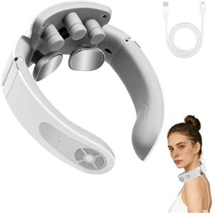 Jadyon Massaggiatore per il collo, Massaggiatore il-collo intelligente, Massaggiatore elettrico con calore, 4 modalità 15 livelli di intensità, massaggiatore senza fili per il relax, casa, ufficio, viaggio