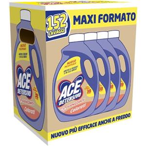 ACE Detersivo Igienizzante Colorati - Detersivo Liquido Lavatrice per capi Colorati, Protegge Colori, Rimuove Sporco, Bucato pulito e Fresco anche a freddo, Efficace e Profumo Duraturo, 152 lavaggi