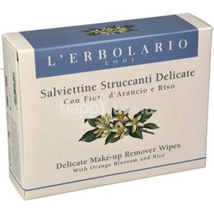 L'Erbolario Salviettine Struccanti Delicate con Fiore d'Arancio e Riso - 20 Pezzi