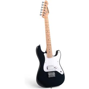 SONICAKE Chitarra Elettrica 30 per Principianti, Corpo in Legno Massello con Pickup Humbucker, Manico e Tastiera in Legno di Un Pezzo QGT-50 (Nero)