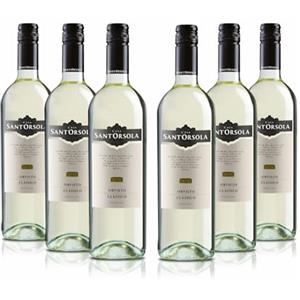 Sant'Orsola - Orvieto D.O.C. Classico, da Uva Trebbiano toscano e Grechetto, Gusto Secco con lieve retrogusto amarognolo fine e delicato, 6x750 ml