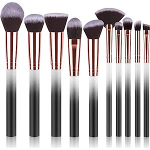 START MAKERS Pennelli Make Up Start Makers 10 Pezzi Premium Pennelli per Trucco Set Viso e Occhi, Sintetici per Fondotinta Correttori in Polvere Ombretto Arrossito