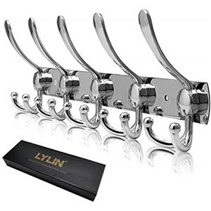 LYLIN Appendiabiti da Parete, Ganci Appendiabiti Attaccapanni da Muro in Acciaio Inox, Cappotto Asciugamano Gancio per Giacche, Cappotti, Cappelli, Sciarpe (Argento,15 Ganci,1Pcs)